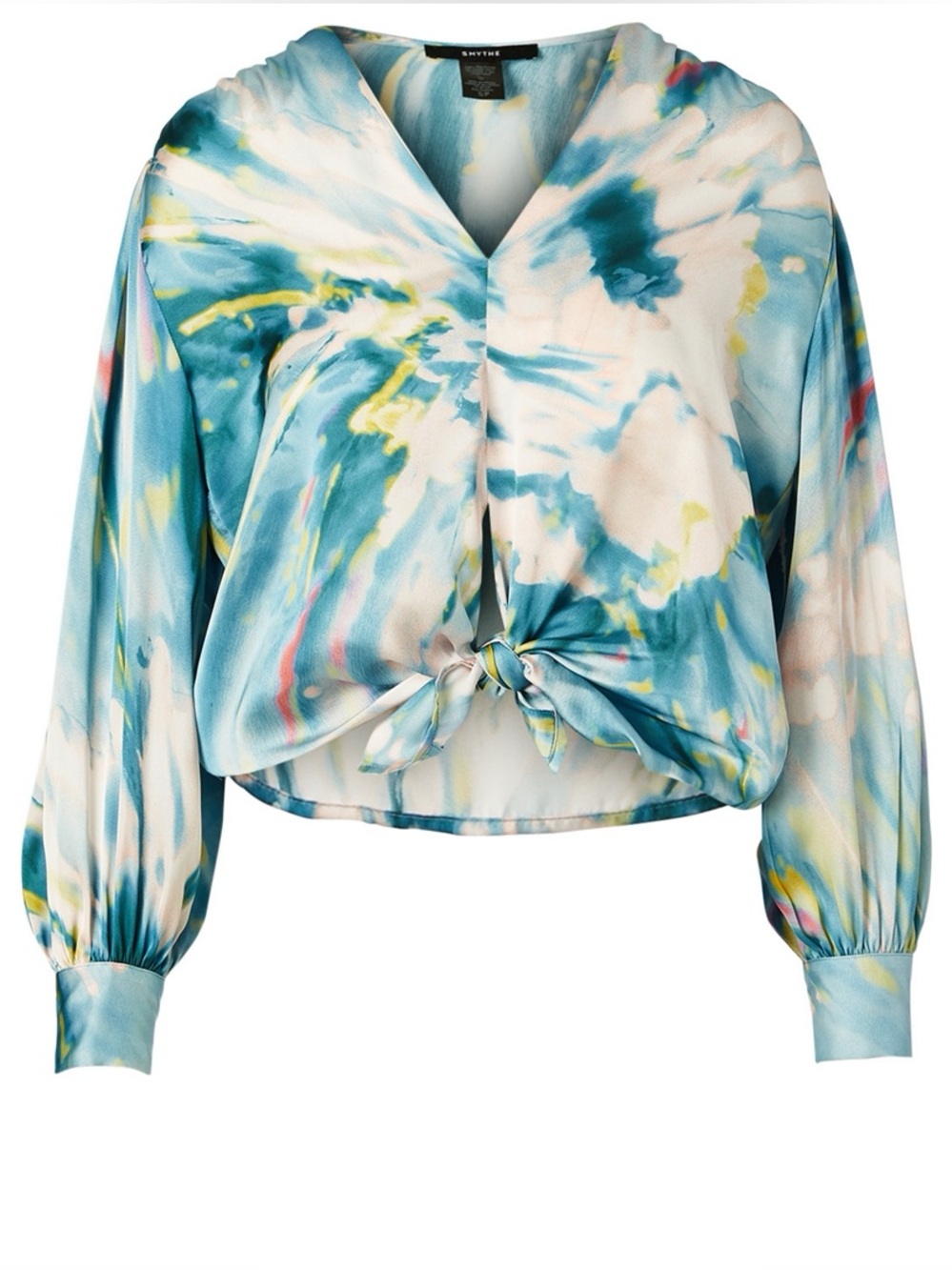 SMYTHE Tie Front Blouse In Tie Dye Print